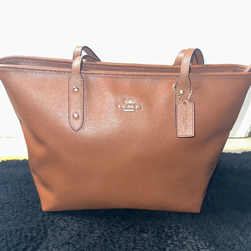 Coach Brown Leather Tote with Classic Design